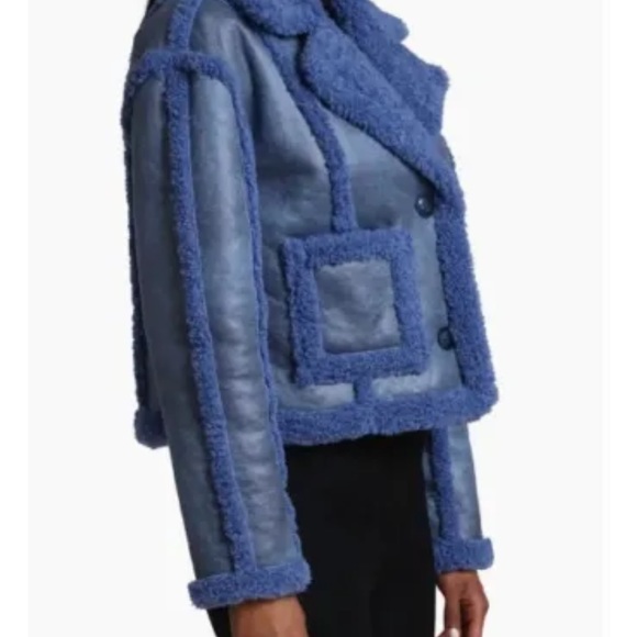 NWT For All Mankind Blue fleece and vinyl jacket SUPER HOT DESIGNER! - Picture 4 of 6